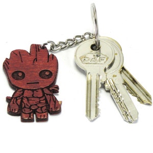 Modelo de chaveiro I Am Groot, ideia de presente fofa e única - chaveiro gravado, chaveiro feito à mão, chaveiro de super-herói, chaveiro Marvel Comic