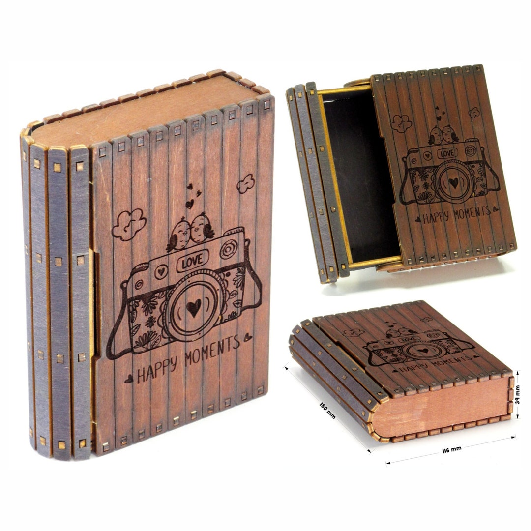 Slider Small Wooden Book Box Template for DIY Projects Book Etsy