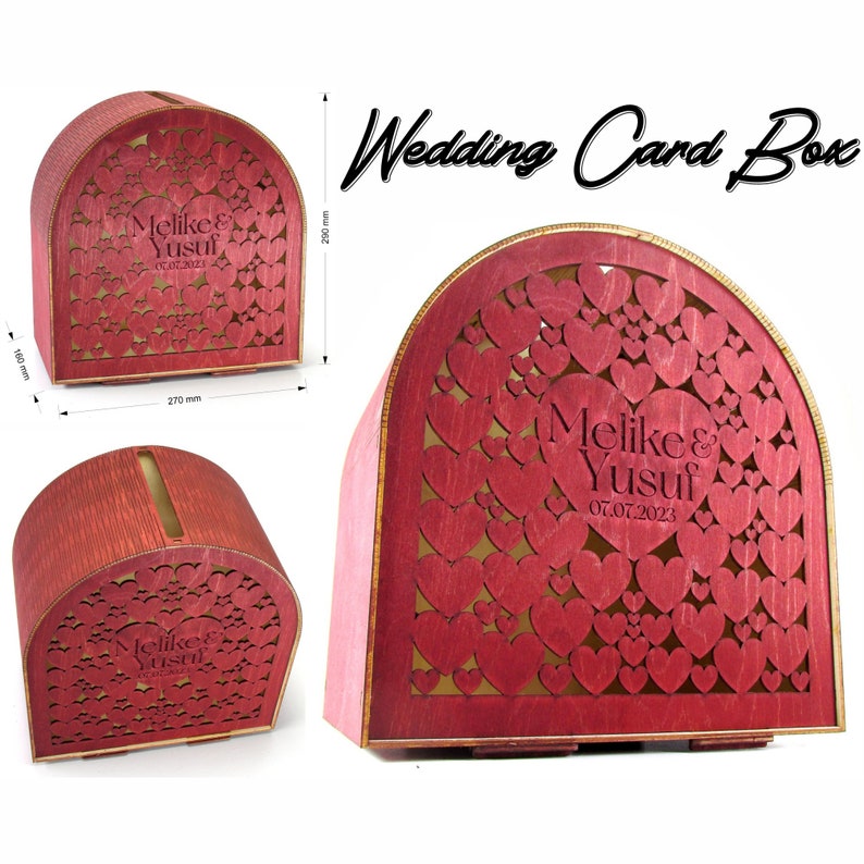 Bohemian Style Wedding Card Box Template Simple and Elegant Wooden