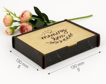 Photo Box SVG for 5x7 Photos | Laser Cut Memory & Keepsake Box Template for CNC | Engraved Wedding Gift Box | 2 Depths Included | Wooden Box