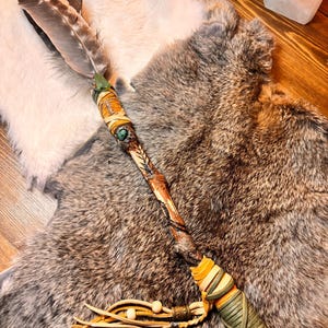 Handcrafted Feather Wand | Magical Feather Smudge Fans | Energy Clearing Tools | Prayer Stick  | Wood Carved Shaman Wands
