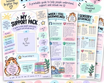 Autism ADHD AuDHD Support Pack for Kids | Neurodivergent Child Printable | Sensory Communication & Routine Worksheets | School Home