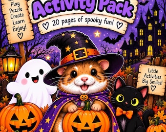 Kids Halloween Activity Pack Printable | 20 Pages | Halloween Games, Mazes, Puzzles, Colouring & Activities | Instant Download