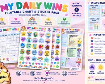 Autism ADHD Reward Chart Printable | Visual Routine Chart for Kids | Positive Encouragement Stickers | Daily Routine PDF