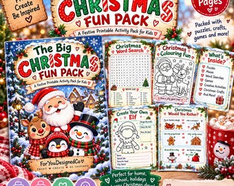 Kids Christmas Activity Pack Printable | 20 Page Christmas Games & Puzzles | Festive Activities for Children | Instant Download
