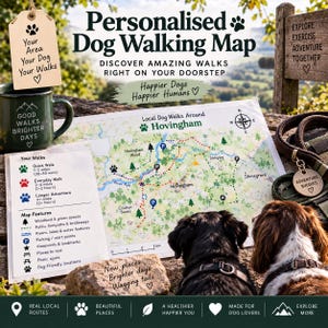 Personalised Dog Walking Map | Custom Local Walks & Footpaths | Dog Walker Gift | Bespoke Walking Routes | Printable Digital Map