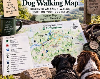 Personalised Dog Walking Map | Custom Local Walks & Footpaths | Dog Walker Gift | Bespoke Walking Routes | Printable Digital Map