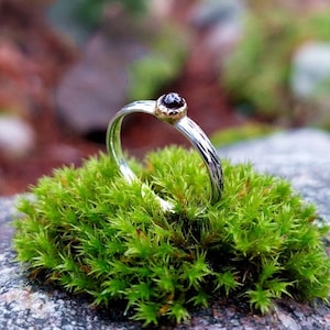 Silver/gold ring with Garnet, Garnet ring, Women ring, Handmade silver ring, promise ring, Clasic ring