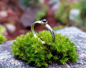 Silver/gold ring with Garnet, Garnet ring, Women ring, Handmade silver ring, promise ring, Clasic ring