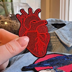 Toppa a forma di cuore anatomico, cuore termoadesivo, simpatica idea regalo, fai da te