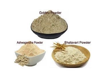 Organic pure Safed Ashwagandha, Shatavari, Gokhru Powder 150 Gm Combo Pack 50 Gm Each