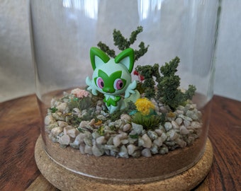 Sprigatito Jar terrarium // nerd terrarium // game terrarium