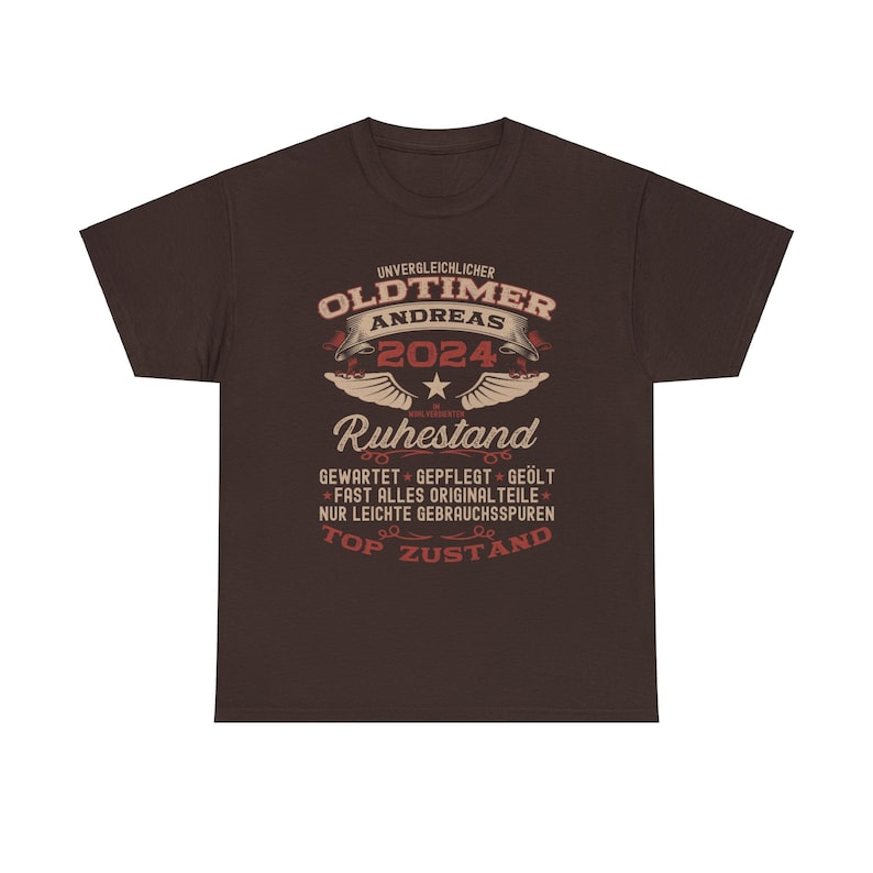 Retirement Gift T-Shirt, Farewell Gift for Retirees, Retirement Gift, Classic Car Gift, Retirement T-Shirt, Personalized with Desired Name Dark Chocolate