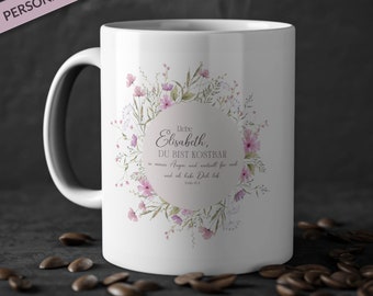 Cadeau personnalisé chrétien Mug personnalisable Verset biblique Nom personnalisé Mug Cadeau de Noël chrétien