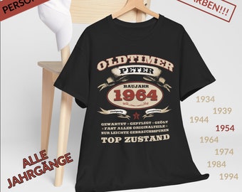 T-shirt uomo auto d'epoca regalo per il 60° compleanno t-shirt vintage 1964 1965 1966 personalizzata nome ed età desiderati tutte le annate costruite nel 1964