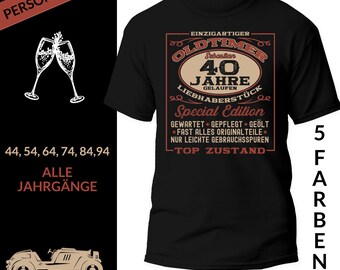 Cadeau voor de 40e verjaardag van een man: Vintage auto T-shirt, jaargang 1986, gepersonaliseerd met naam en leeftijd, vintage auto, 40 jaar oud