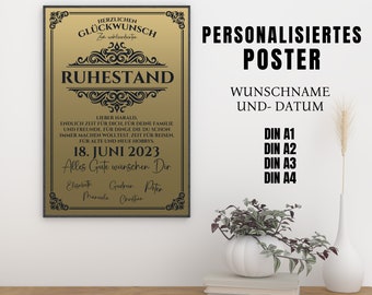 Gift pension Gift farewell pensioner Pensioner gift Gift for pension Gift for retirement Personalizable Desired name Date