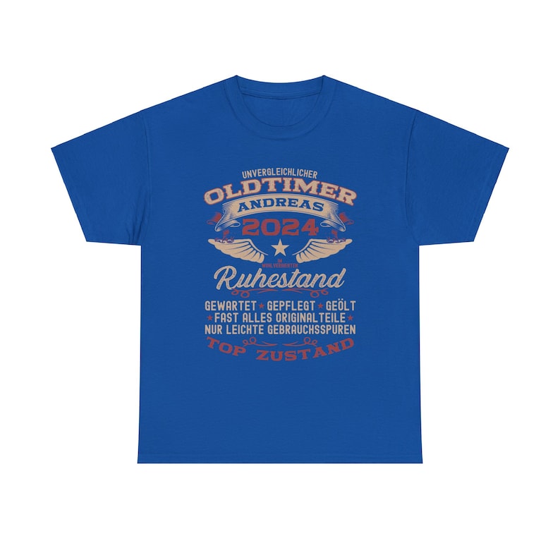 Retirement Gift T-Shirt, Farewell Gift for Retirees, Retirement Gift, Classic Car Gift, Retirement T-Shirt, Personalized with Desired Name Royal
