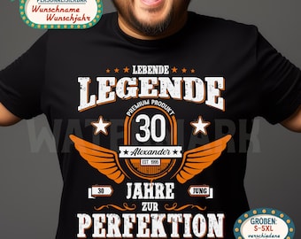 30th Birthday Gift for Men – Personalized Legends T-Shirt – Born in 1996 – Funny Men's 30th Birthday Shirt – Party Shirt with Name