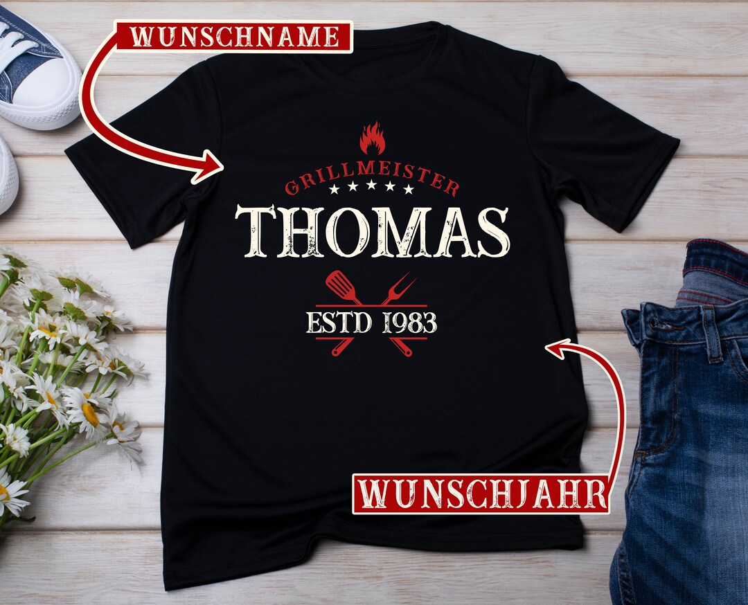 Grill Geschenk Vater Grill TShirt Grillmeister Personalisiert TShirt