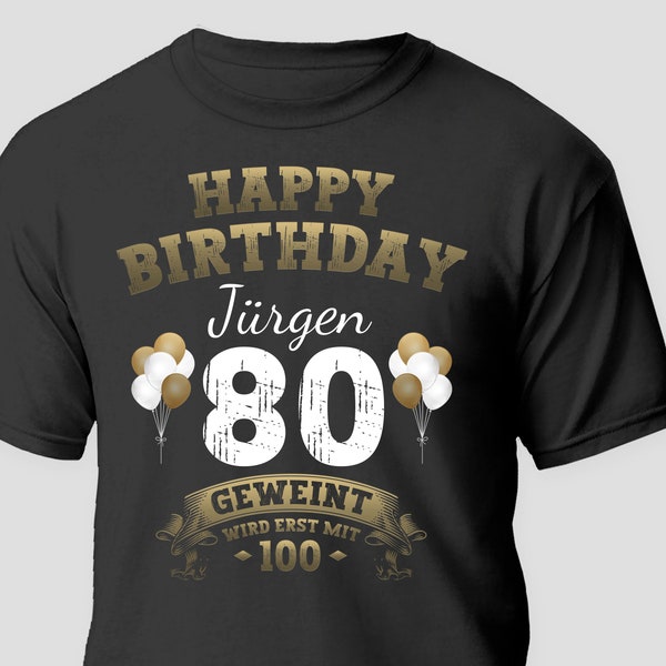 Geschenk 80. Geburtstag Mann Tshirt Jahrgang 1944 Alter und Namen personalisierbar Geschenke für Männer T-Shirt Geburtstagsgeschenk Papa Opa
