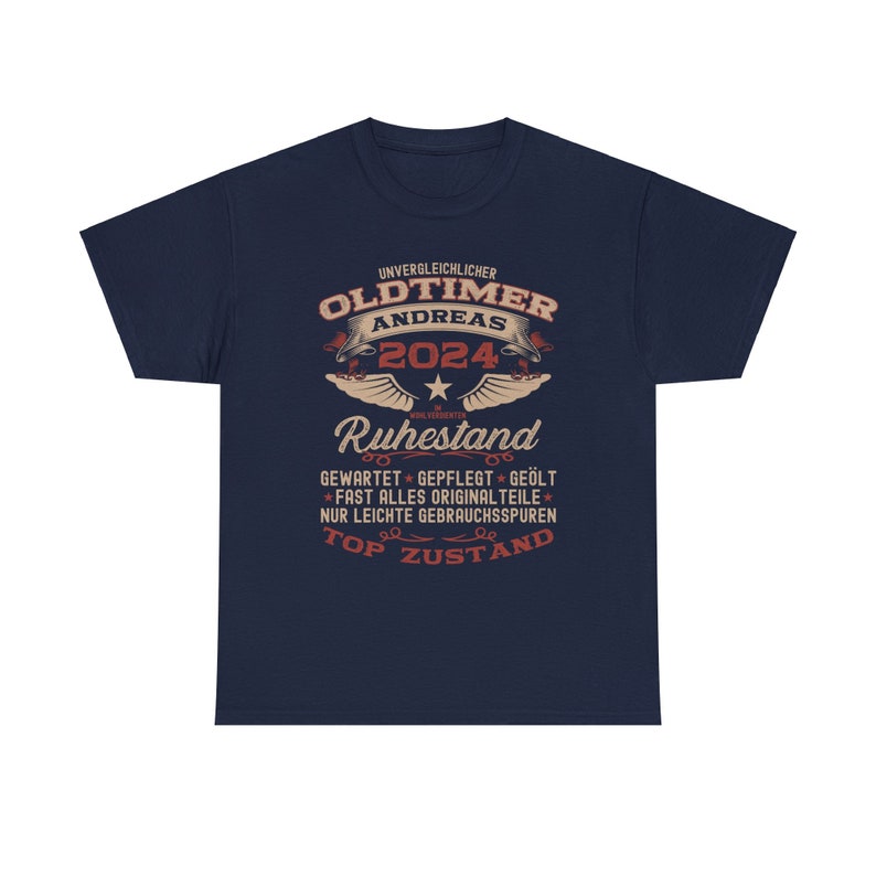Retirement Gift T-Shirt, Farewell Gift for Retirees, Retirement Gift, Classic Car Gift, Retirement T-Shirt, Personalized with Desired Name Navy