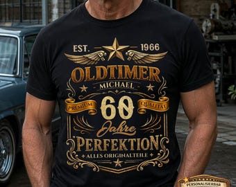 Personalized 60th Birthday Gift for Men – Vintage T-Shirt with Year & Name – Dad/Grandpa Gift – Vintage 1966