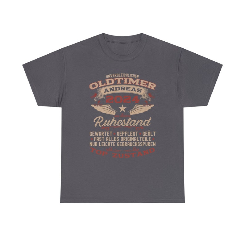 Retirement Gift T-Shirt, Farewell Gift for Retirees, Retirement Gift, Classic Car Gift, Retirement T-Shirt, Personalized with Desired Name Charcoal