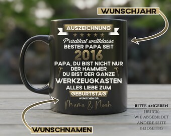 Geschenk Vater Geburtstag Becher Papa Tasse schwarz Personalisiert mit Namen Vatertag Tochter Sohn Geburtstags Geschenk für besten Papa