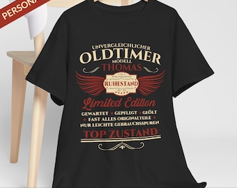 Geschenk Rente T Shirt Geschenk Verabschiedung Rentner T-Shirt Rentnergeschenk Oldtimer Geschenk Ruhestand Tshirt Personalisiert Wunschname