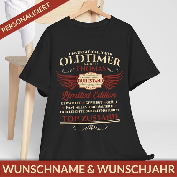 Geschenk Rente T Shirt Geschenk Verabschiedung Rentner T-Shirt Rentnergeschenk Oldtimer Geschenk Ruhestand Tshirt Personalisiert Wunschname