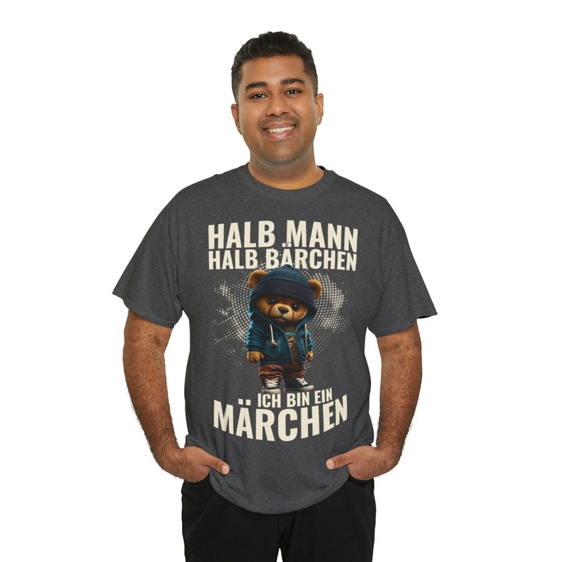 Lustiges Sprüche T-Shirt Mann schwarz blau grün Halb Mensch halb Bärchen Ich bin ein Märchen Fun Shirt Herren in den Größen S 5X Bild 8