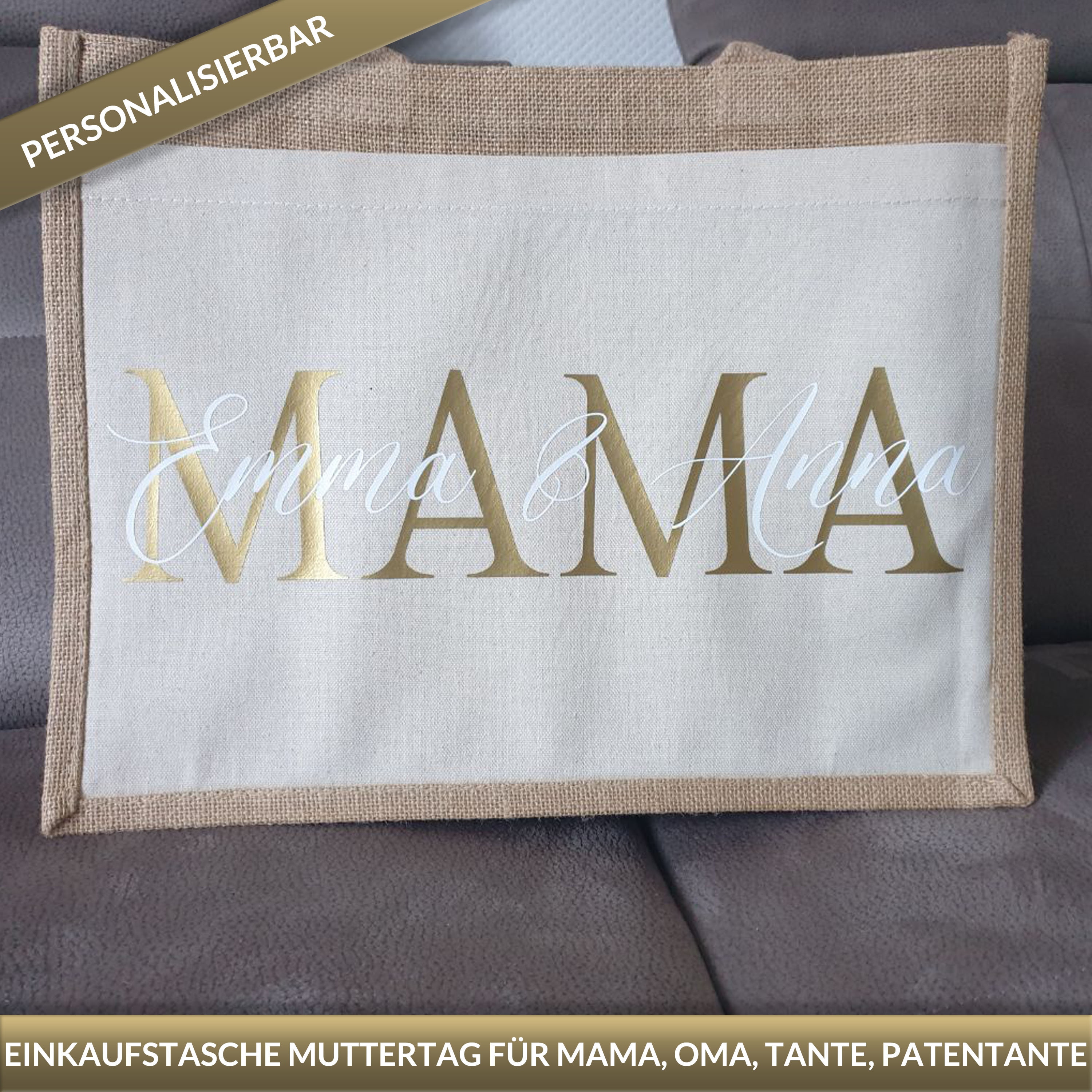 Jute bag personalized mom grandma desired names of the children jute shopper beach bag gift Mother's Day personalized Mother's Day gift