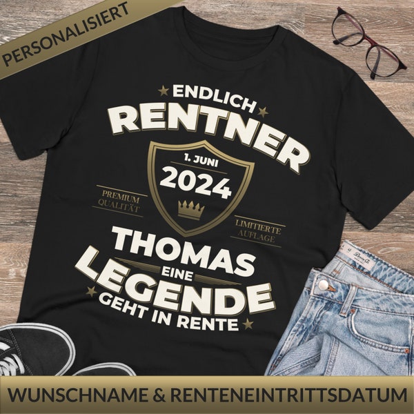 Retirement gift/ Organic T-shirt/ Farewell pensioner gift/ Pensioner gift/ Retirement gift/ Personalizable/ Desired name date