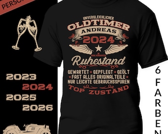 Retirement Gift T-Shirt, Farewell Gift for Retirees, Retirement Gift, Classic Car Gift, Retirement T-Shirt, Personalized with Desired Name