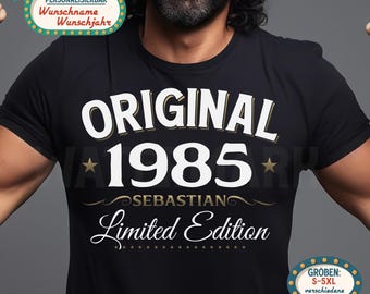Regalo de 40 cumpleaños para hombre | Camiseta original de 1986 | Personalizable con nombre y año de nacimiento | Regalo de cumpleaños retro vintage