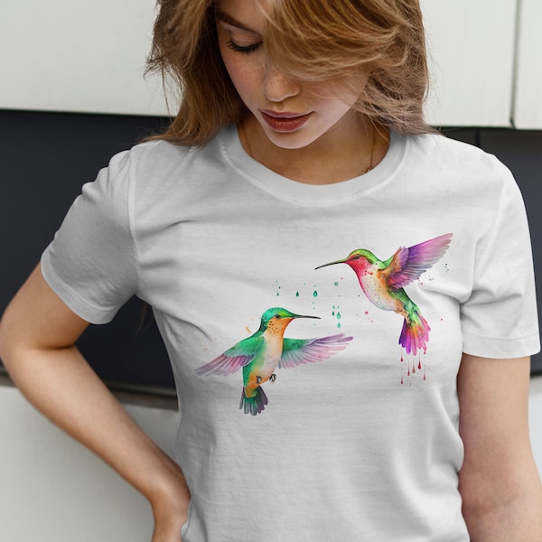 T-Shirt Damen Kolibri Tiermotiv Vögel Deko Colibri Organic T Shirt - Sommer Shirt exotische Vögel Sommeroutfit Frau/ Mädchen