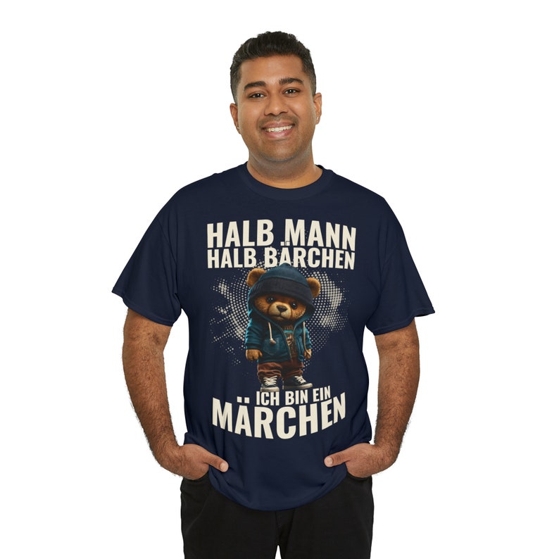 Lustiges Sprüche T-Shirt Mann schwarz blau grün Halb Mensch halb Bärchen Ich bin ein Märchen Fun Shirt Herren in den Größen S 5X Bild 9