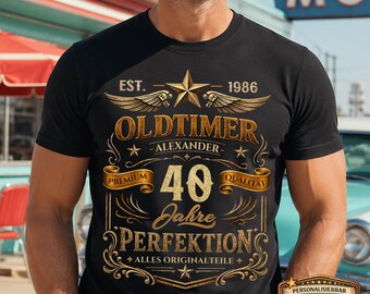 Vintage classic car gift for a 40th birthday – Personalized gift shirt for a man, dad, or grandpa – Year of manufacture 1986