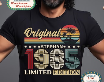 Regalo de 40 cumpleaños para hombre | Camiseta vintage de 1986 | Personalizable con nombre y año de nacimiento | Regalo de cumpleaños retro vintage