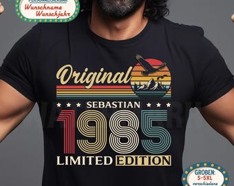Regalo de 40 cumpleaños para hombre | Camiseta vintage de 1985 | Personalizable con nombre y año | Regalo de cumpleaños retro vintage