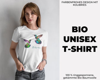 T-Shirt Damen Kolibri Vogel Zubehör Vögel Deko Colibri Organic T Shirt - Sommer Shirt mit farbenfrohen Kolibris Sommeroutfit Frau/ Mädchen