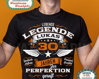 30th Birthday Gift for Men – Personalized Legends T-Shirt – Born in 1996 – Funny Men's 30th Birthday Shirt – Party Shirt with Name