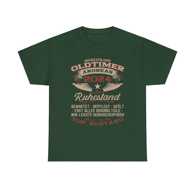 Retirement Gift T-Shirt, Farewell Gift for Retirees, Retirement Gift, Classic Car Gift, Retirement T-Shirt, Personalized with Desired Name Forest Green