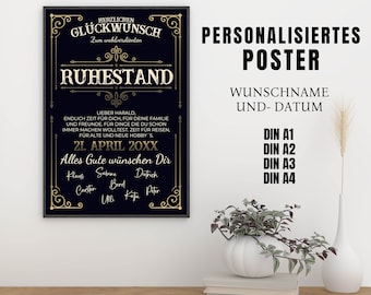 Gift pension Gift farewell pensioner Pensioner gift Gift for pension Gift for retirement Personalizable Desired name Date