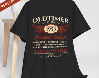 Geburtstagsgeschenk Mann Lustiges T-Shirt Oldtimer Geschenk Mann Tshirt Personalisiert Wunschname Datum Baumwoll TShirt