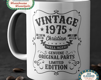 Regalo per il 50° compleanno da uomo – Tazza vintage personalizzata – Anno di nascita 1976 – Tazza divertente per il 50° compleanno da uomo – Tazza da festa con nome