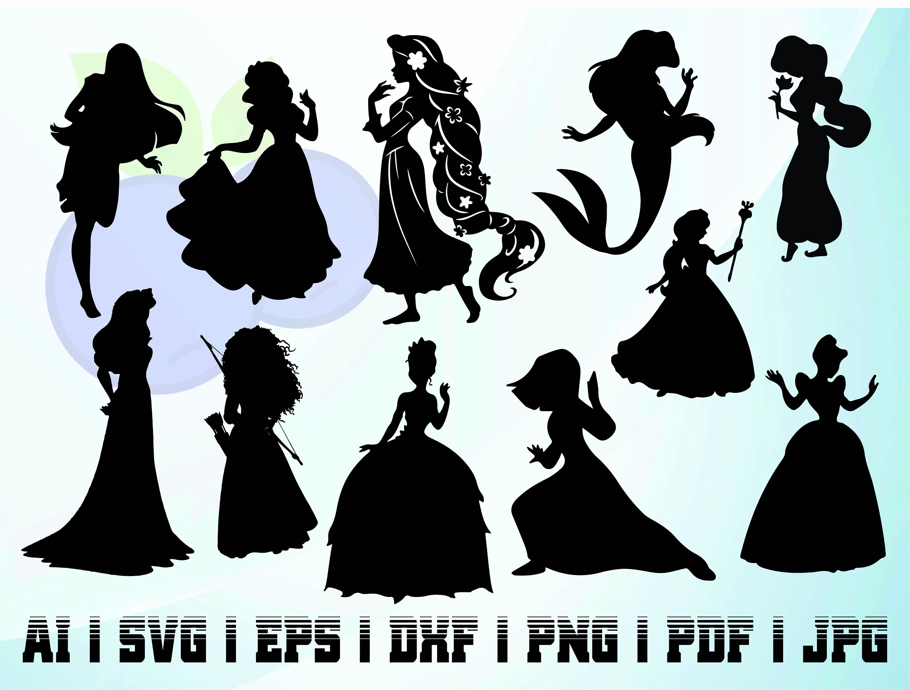 Princesses Silhouette Svg Bundle Squad Instant Download - Etsy