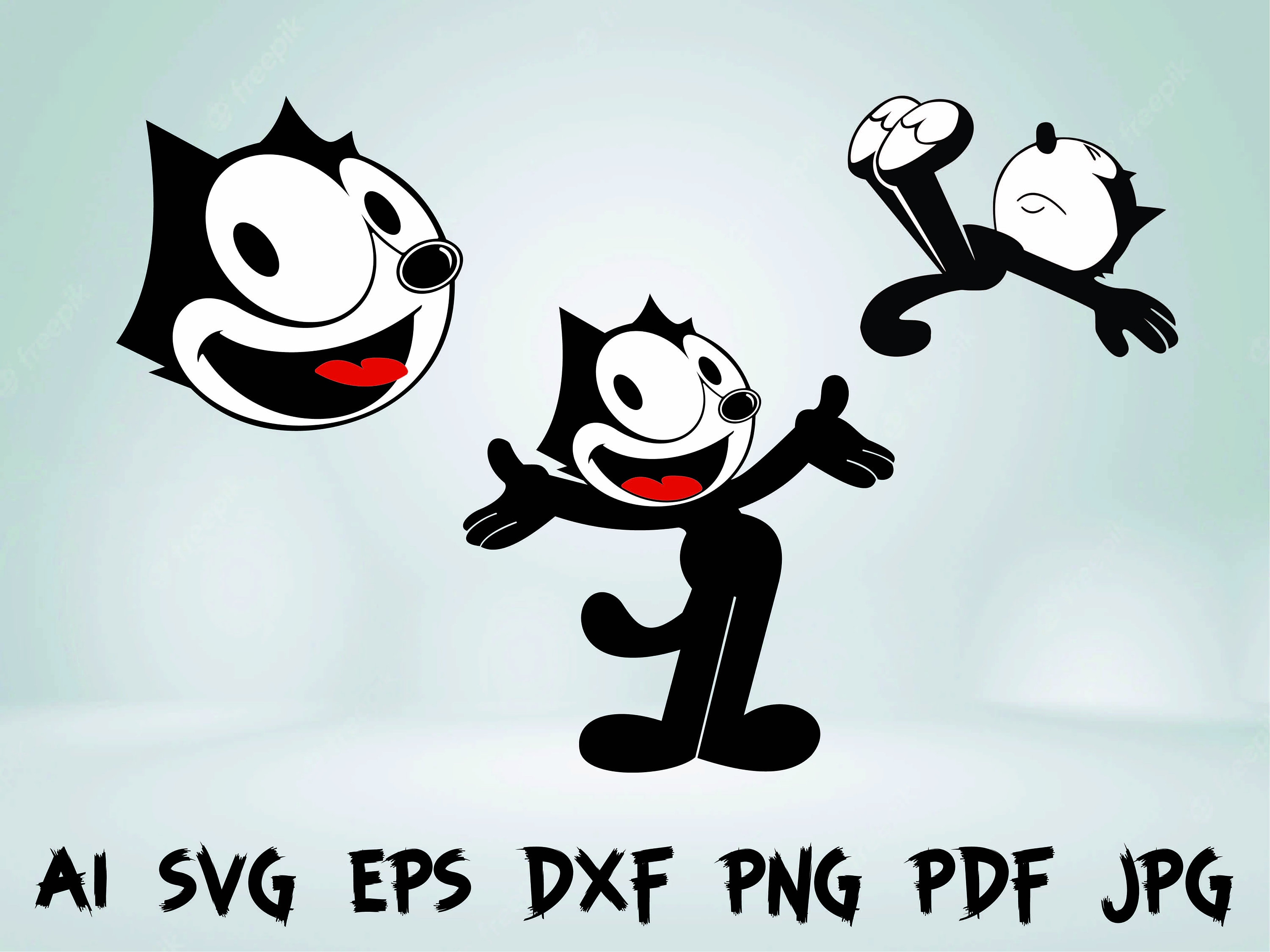 Felix the Cat Svg Cricut Ready Cartoon Face Cat Vector Instant Download