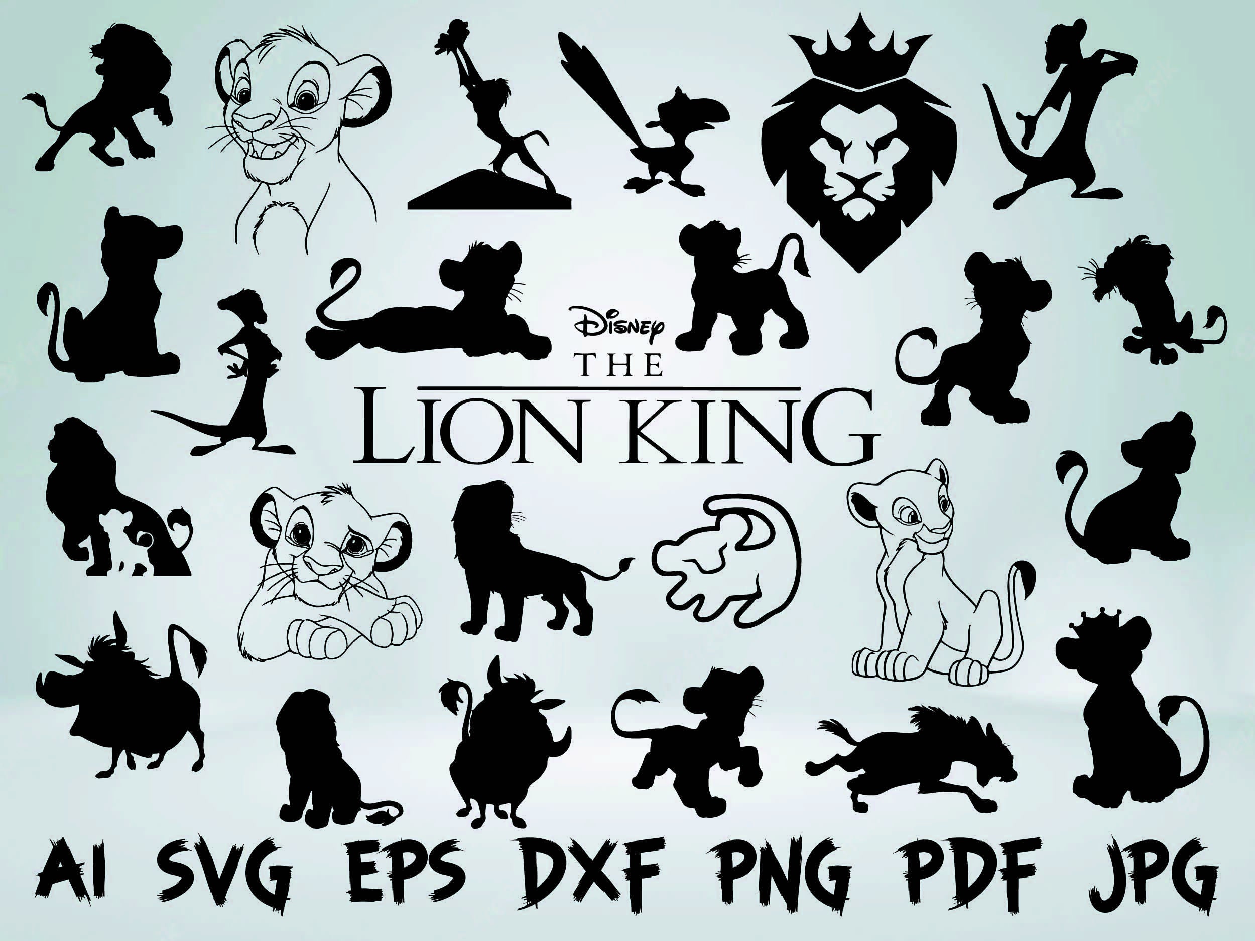 25 Lion King Svg Silhouette Bundle Kit Instant Download - Etsy